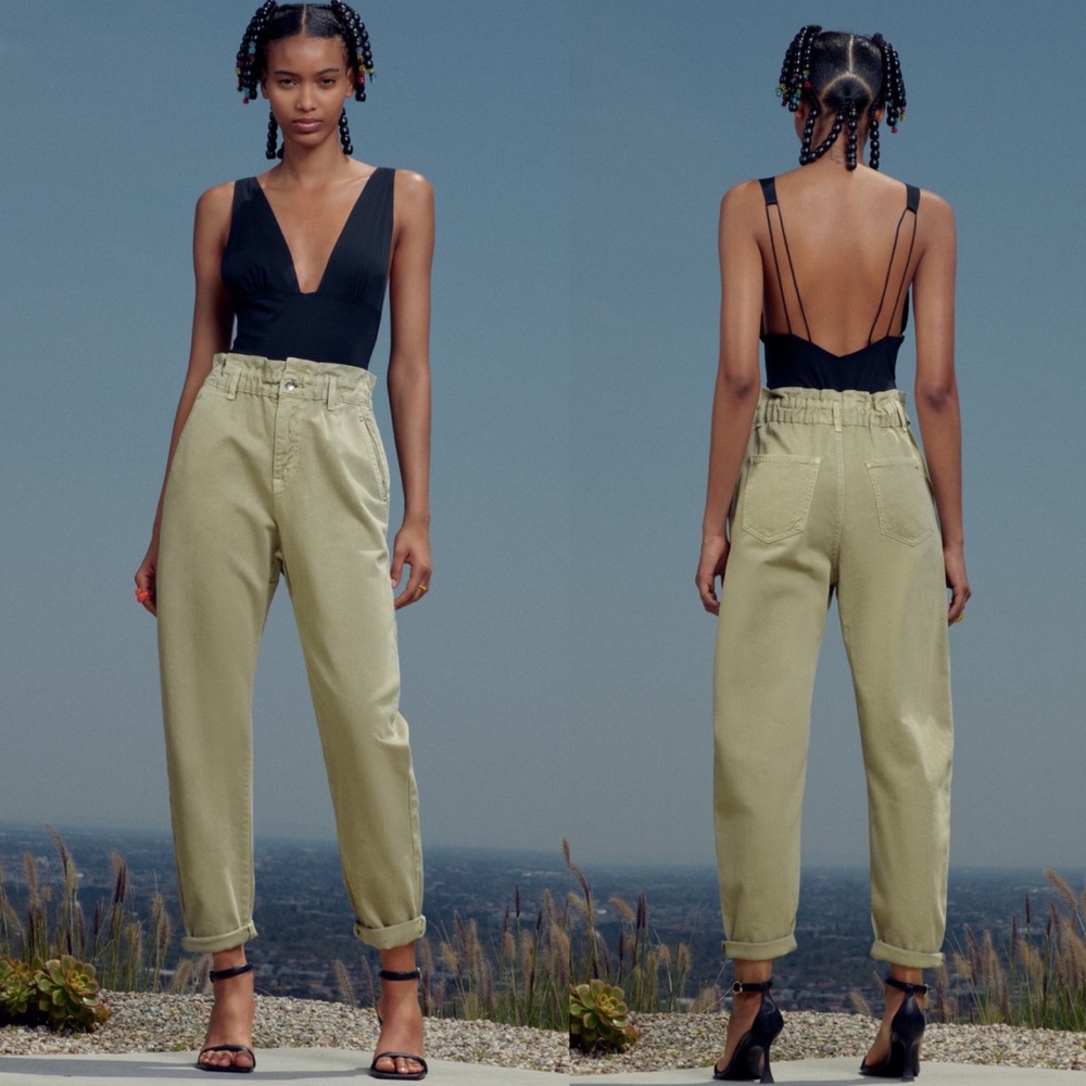 ZARA high waist paper bag jeans